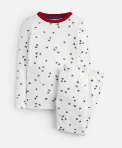 Z_ODRKIPWLL-CREMNVYSTR White pajama with star print  97% cotton3% elastane 1 through 12